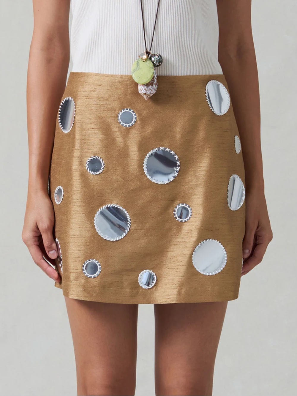 Mirror Mini Skirt Camel